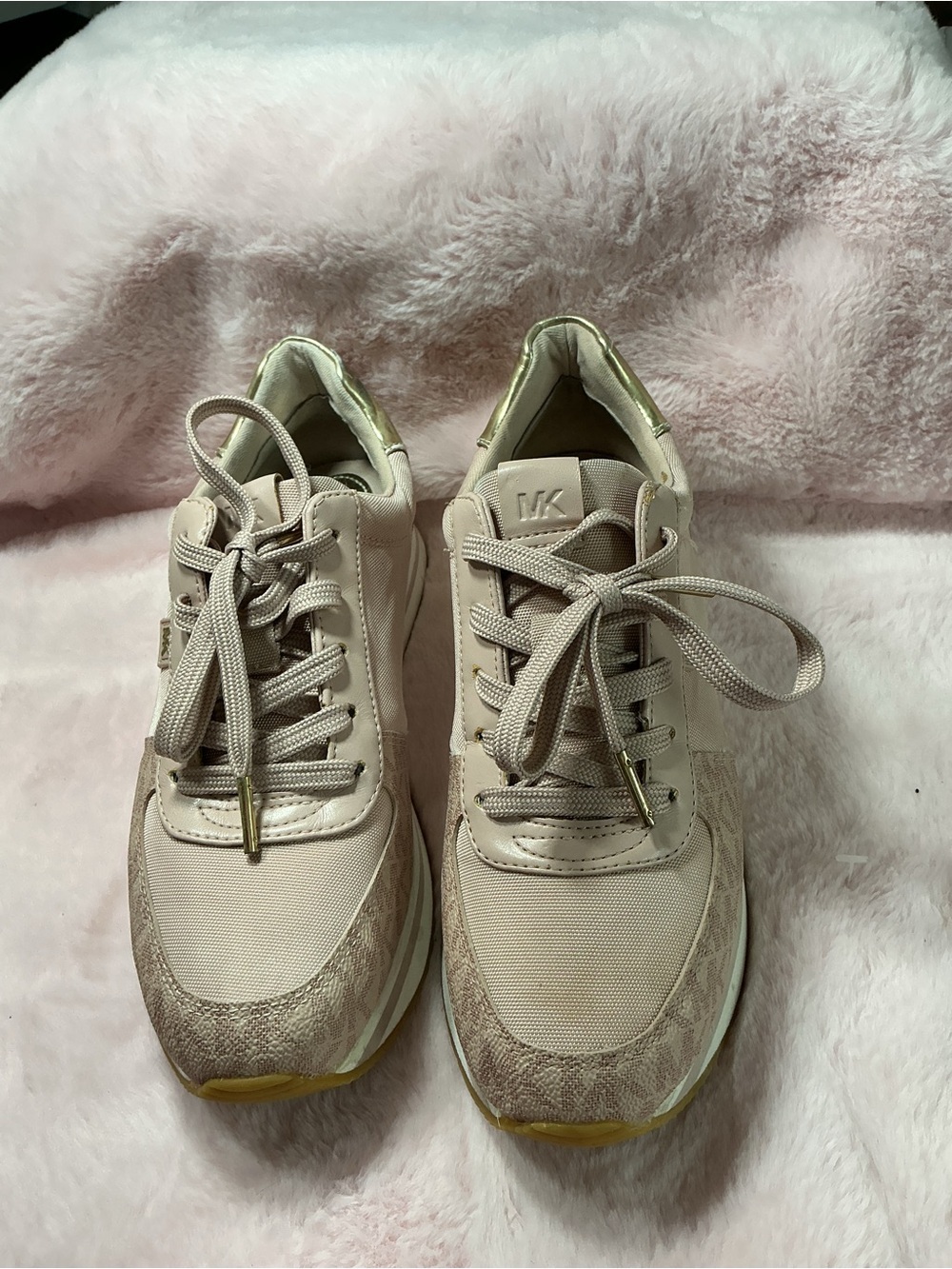 Michael Kors Blush Pink Lace-Up Sneakers with Gold Accent B14